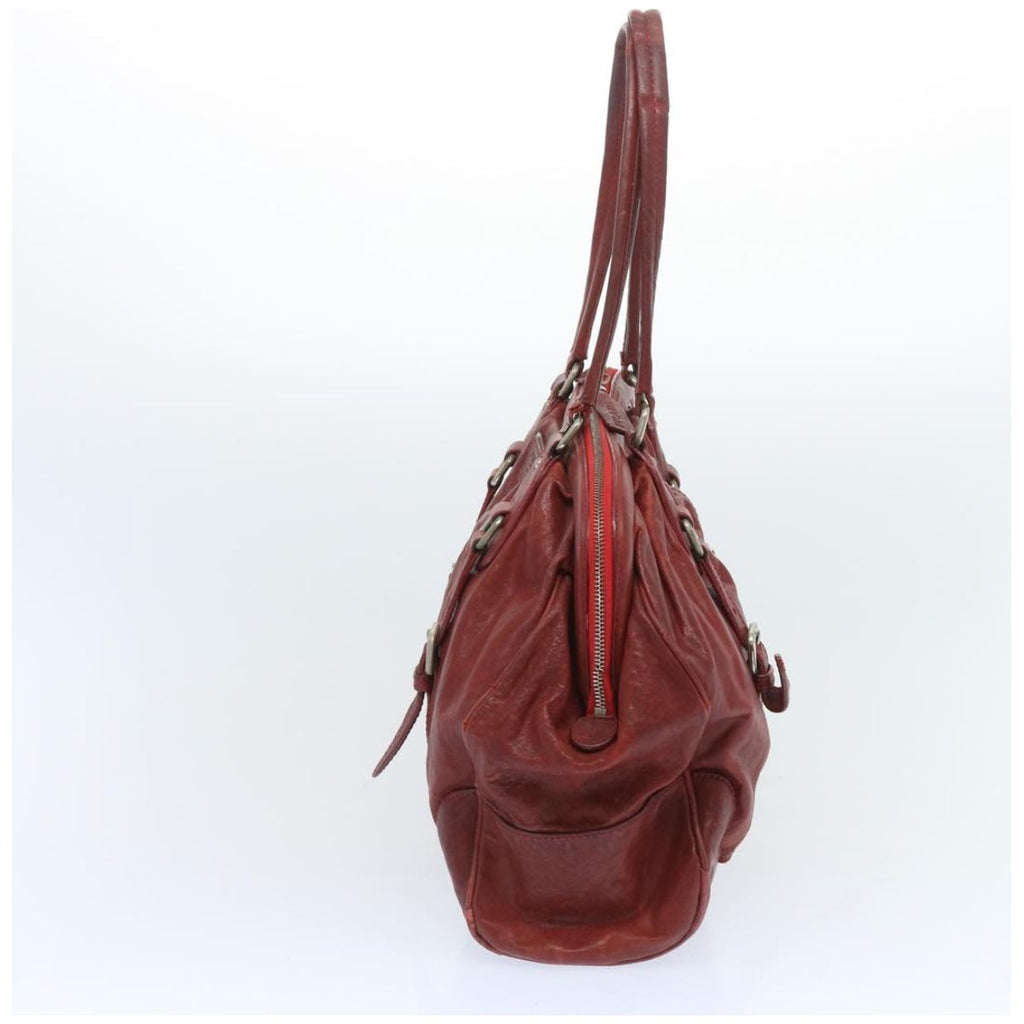 PRADA Hand Bag Leather Red  bs12171