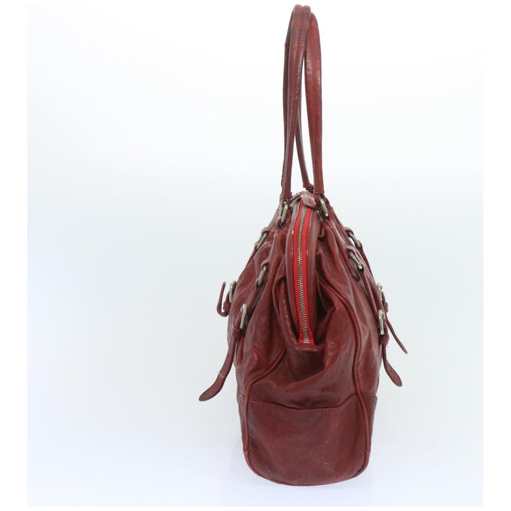 PRADA Hand Bag Leather Red  bs12171