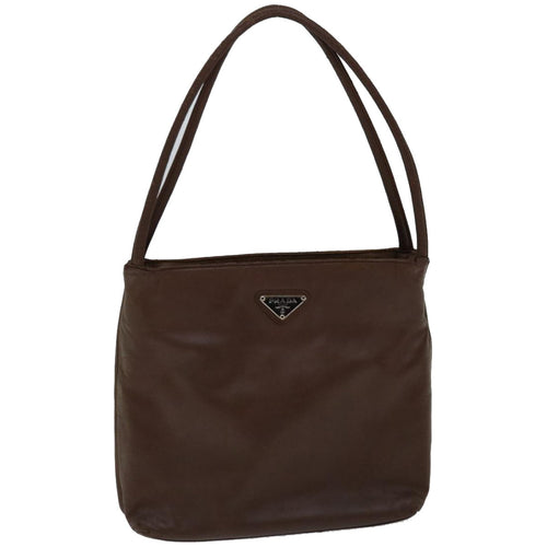 PRADA Shoulder Bag Leather Brown  bs12179