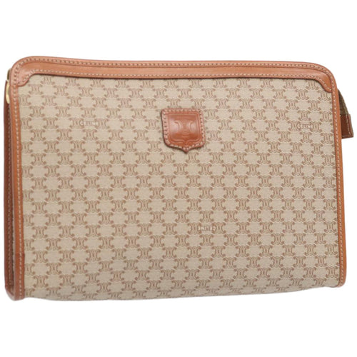 CELINE Macadam Canvas Clutch Bag Beige  12191