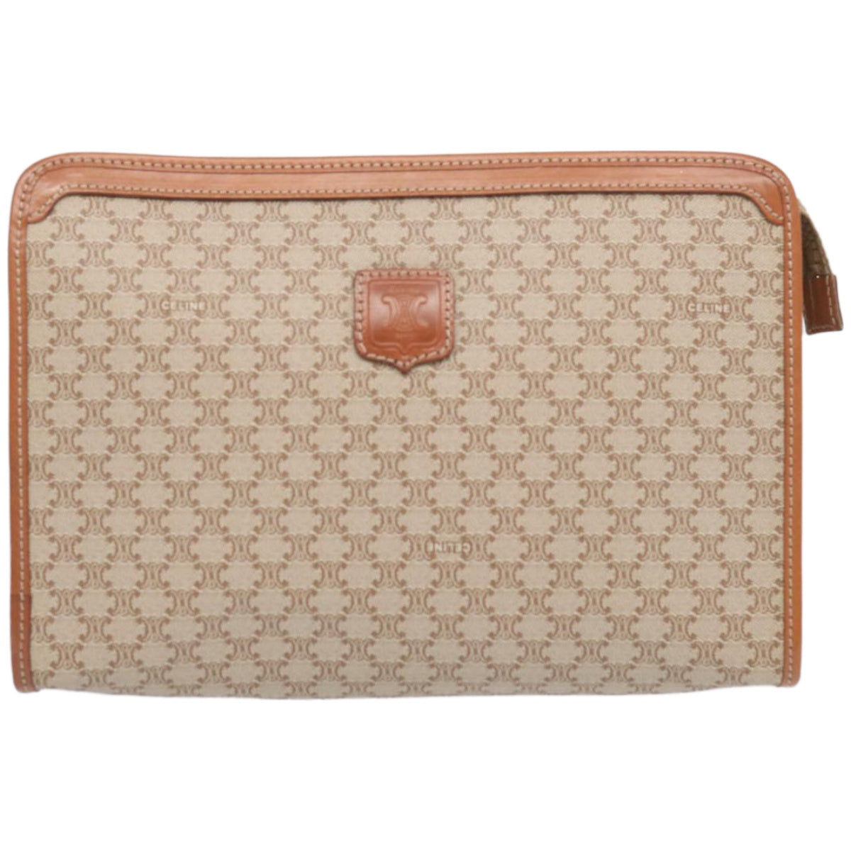 CELINE Macadam Canvas Clutch Bag Beige  12191