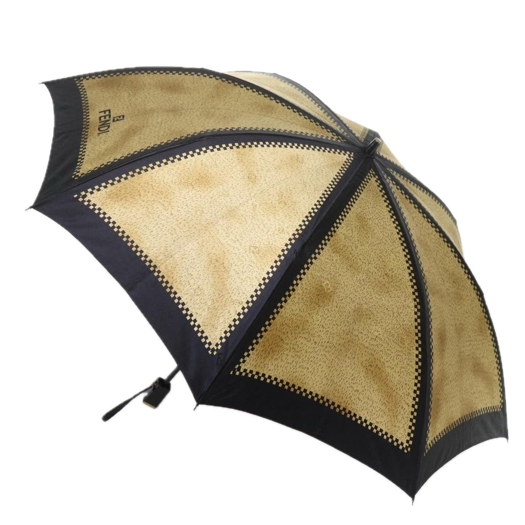 FENDI Zucchino Canvas folding Umbrella Nylon Gold Blackbs12295