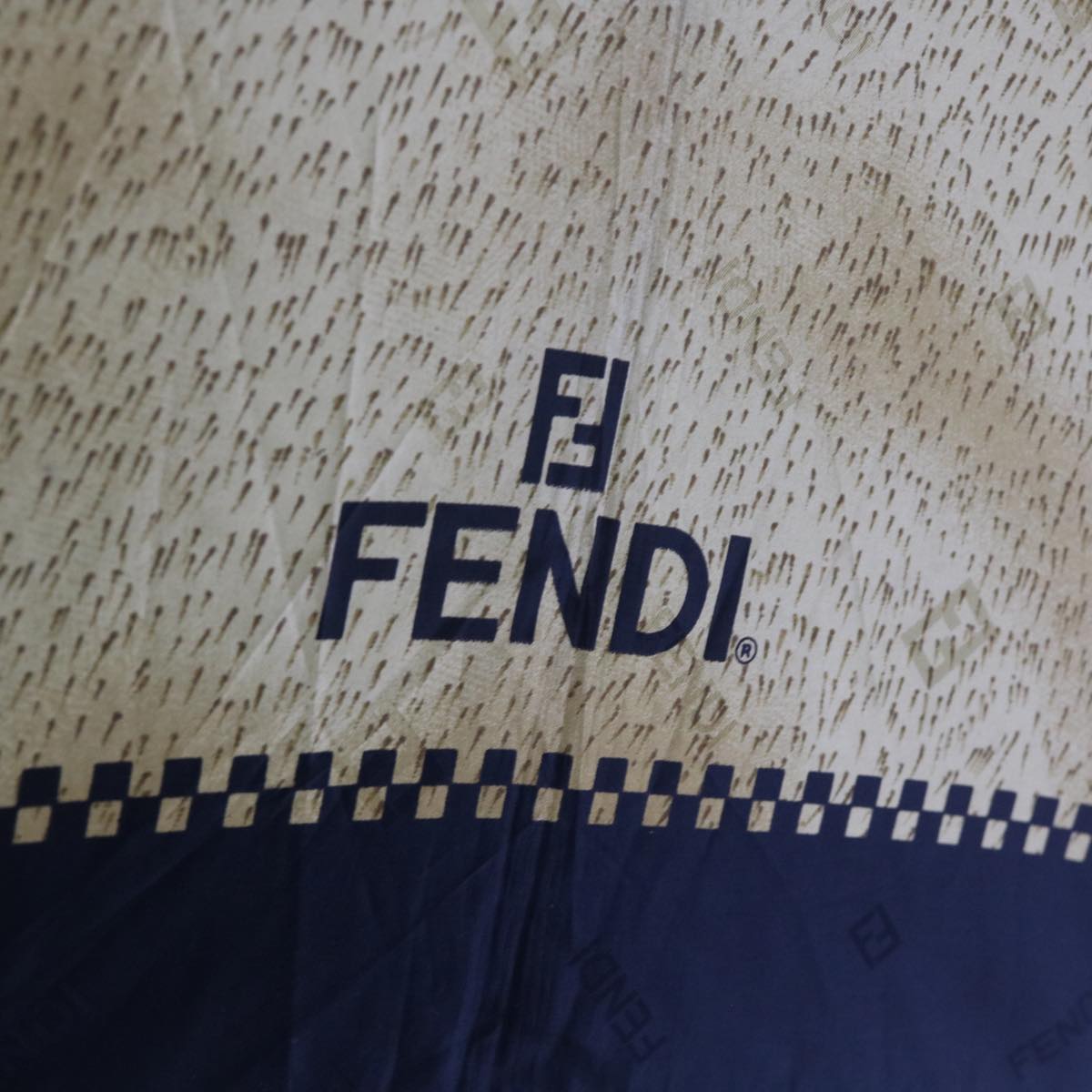 FENDI Zucchino Canvas folding Umbrella Nylon Gold Blackbs12295