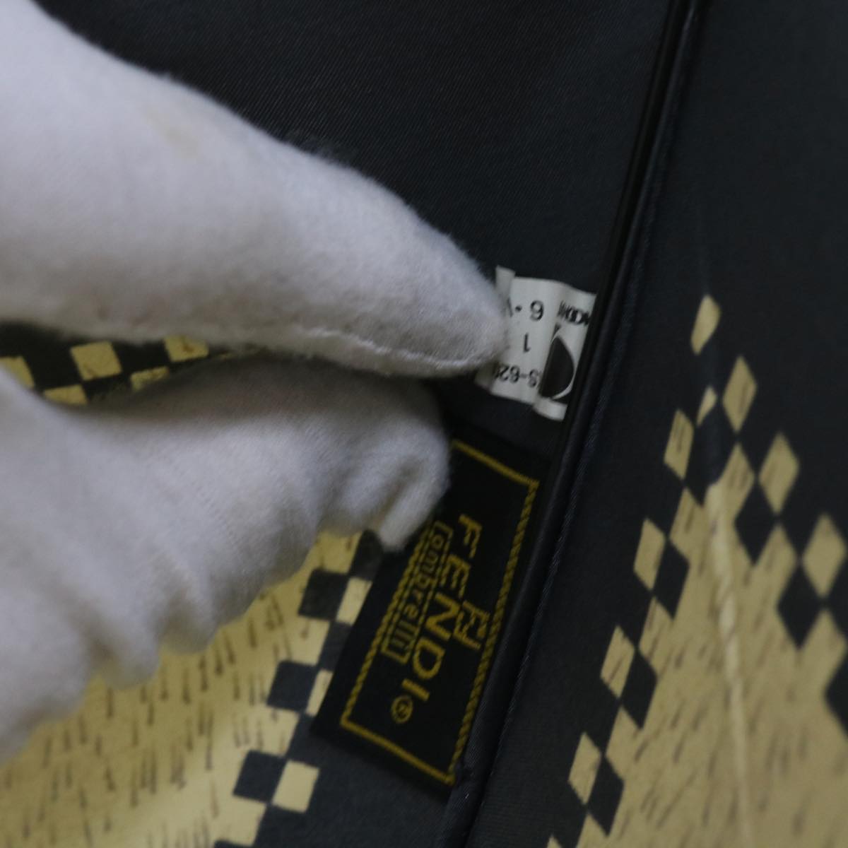 FENDI Zucchino Canvas folding Umbrella Nylon Gold Blackbs12295