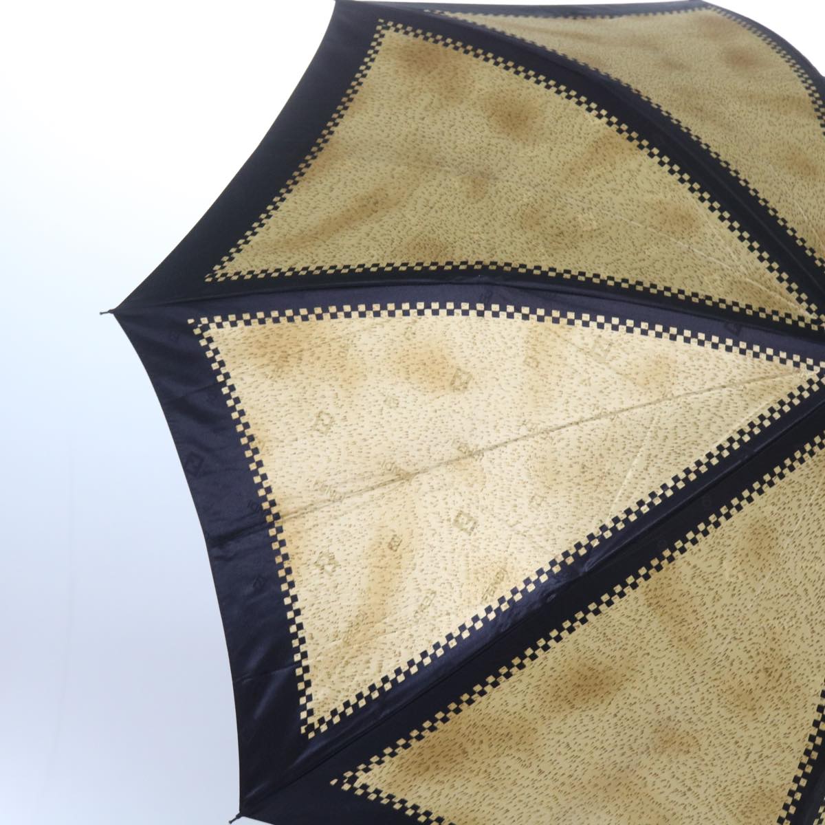 FENDI Zucchino Canvas folding Umbrella Nylon Gold Blackbs12295
