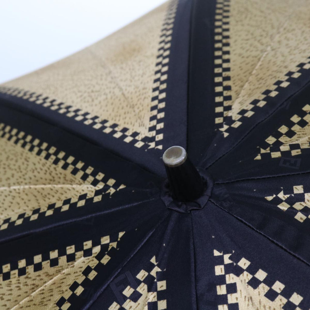 FENDI Zucchino Canvas folding Umbrella Nylon Gold Blackbs12295
