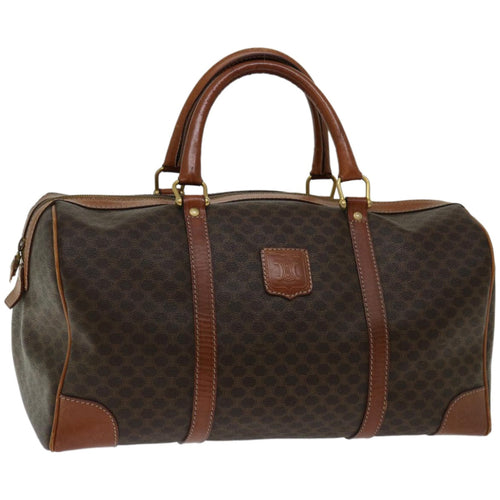 CELINE Macadam Canvas Boston Bag PVC Brown  12321