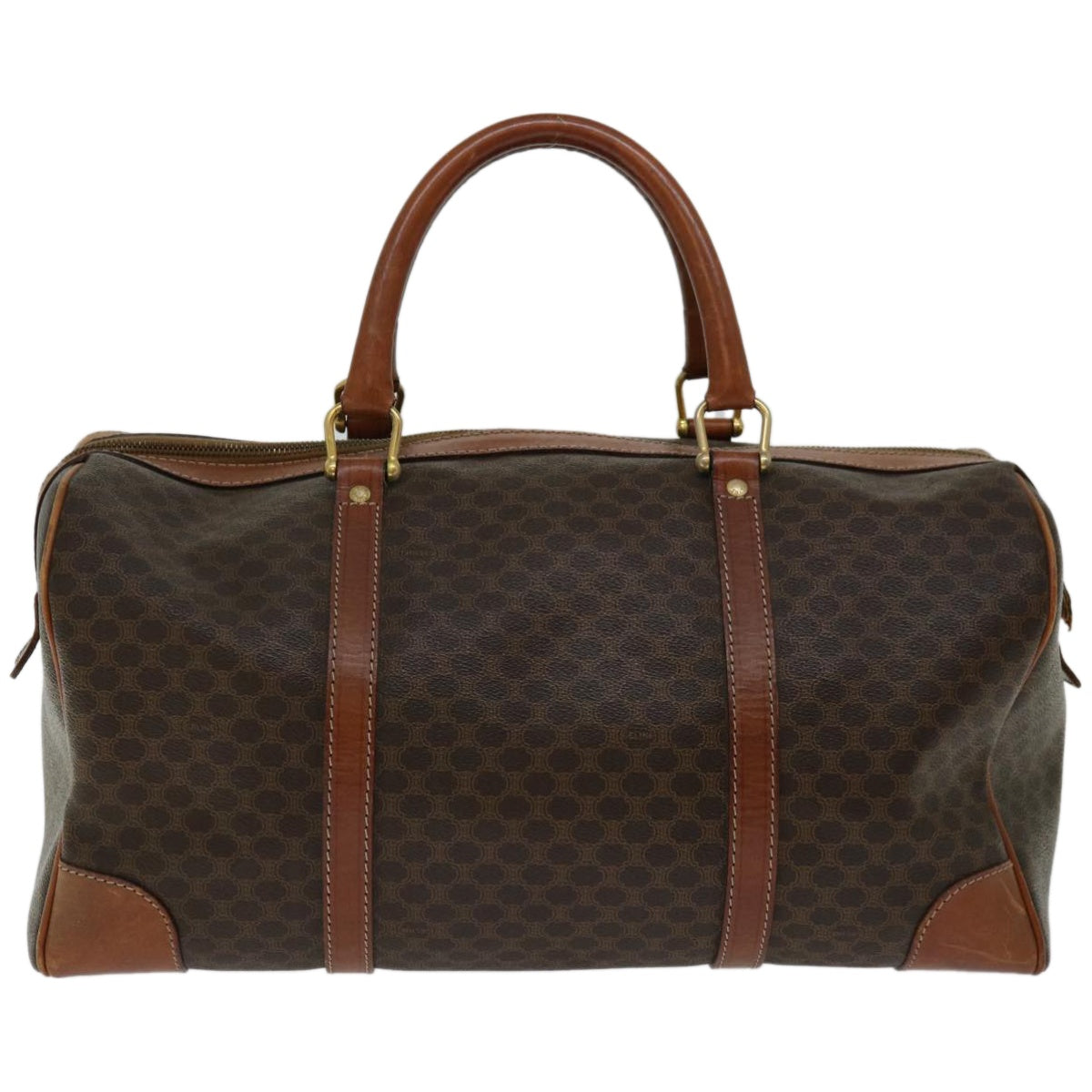 CELINE Macadam Canvas Boston Bag PVC Brown  12321