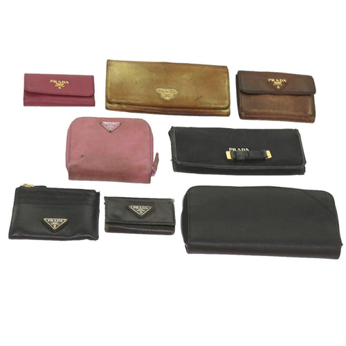 PRADA Key Case Wallet Leather 8Set Black Red pink  bs12347