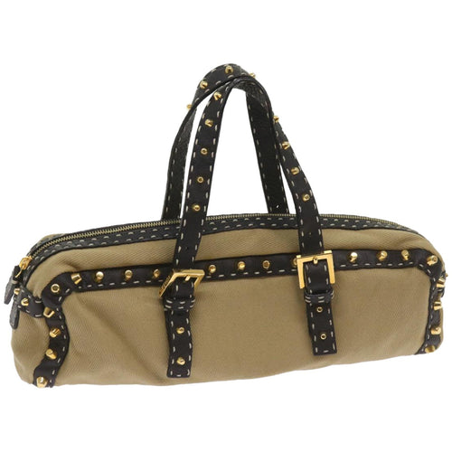 FENDI Hand Bag Canvas Beigebs12367