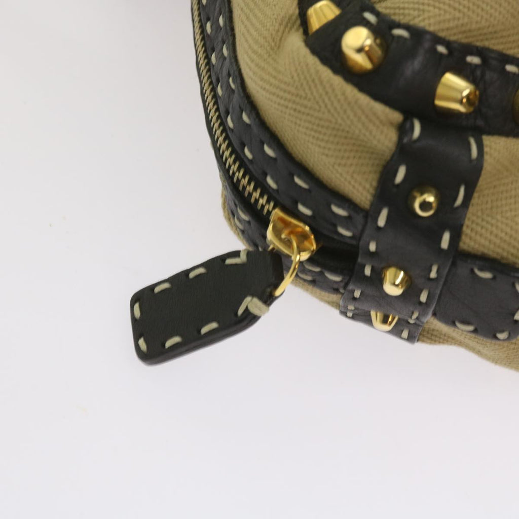 FENDI Hand Bag Canvas Beigebs12367