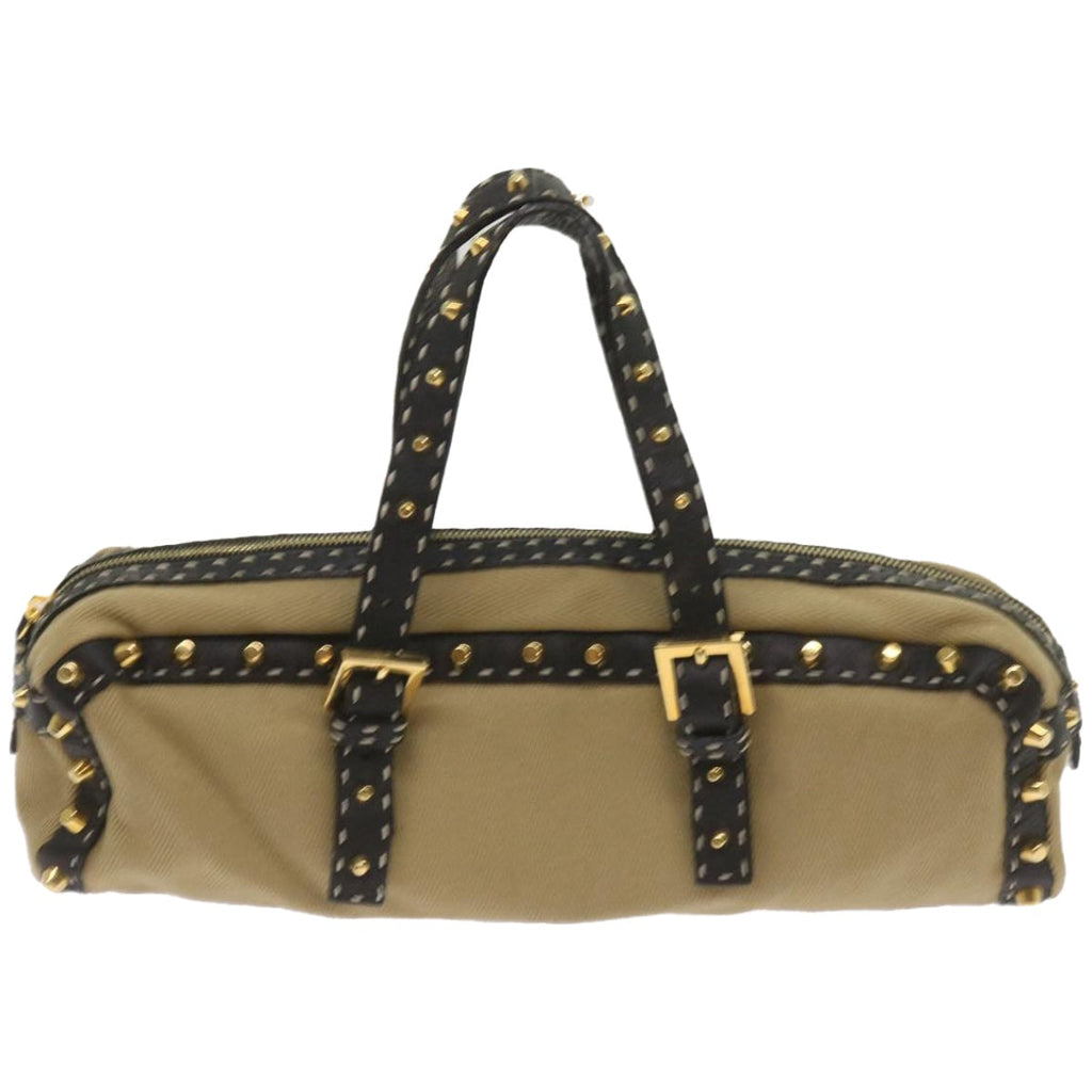 FENDI Hand Bag Canvas Beigebs12367