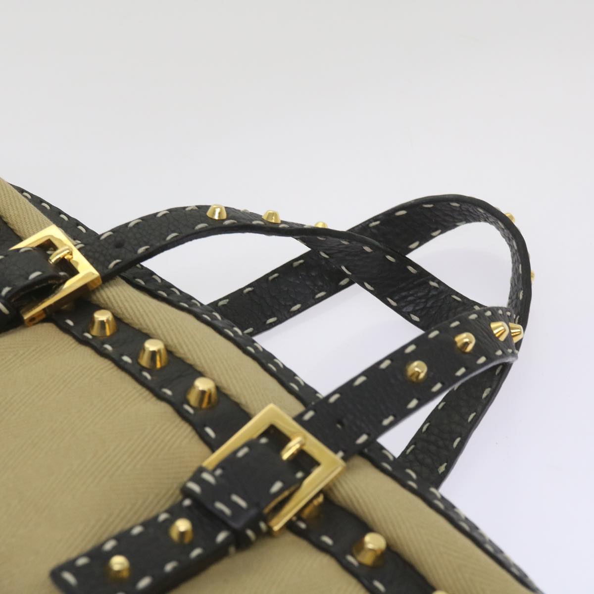 FENDI Hand Bag Canvas Beigebs12367