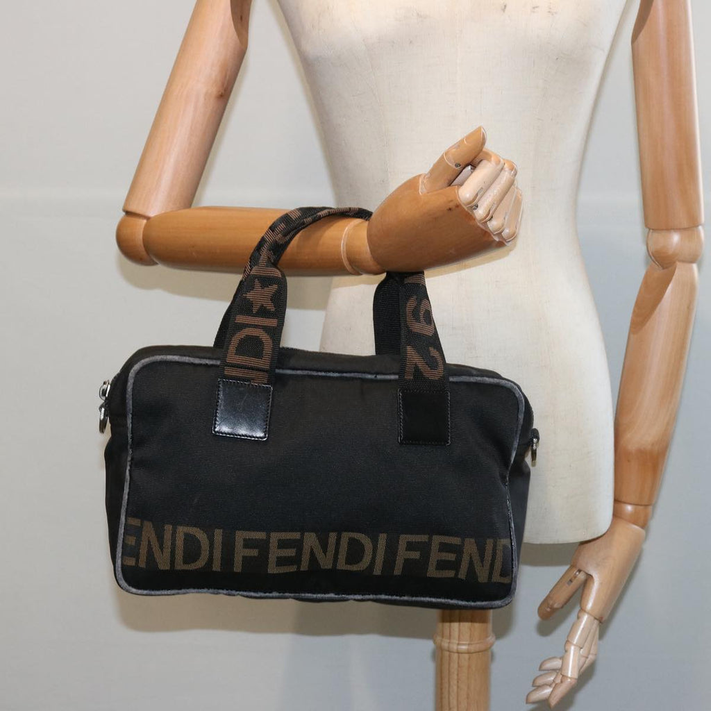 FENDI Hand Bag Canvas Blackbs12372