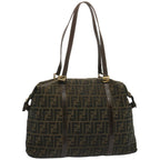 FENDI Zucca Canvas Tote Bag Black Brownbs12373