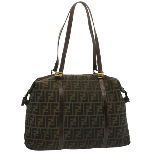FENDI Zucca Canvas Tote Bag Black Brownbs12373
