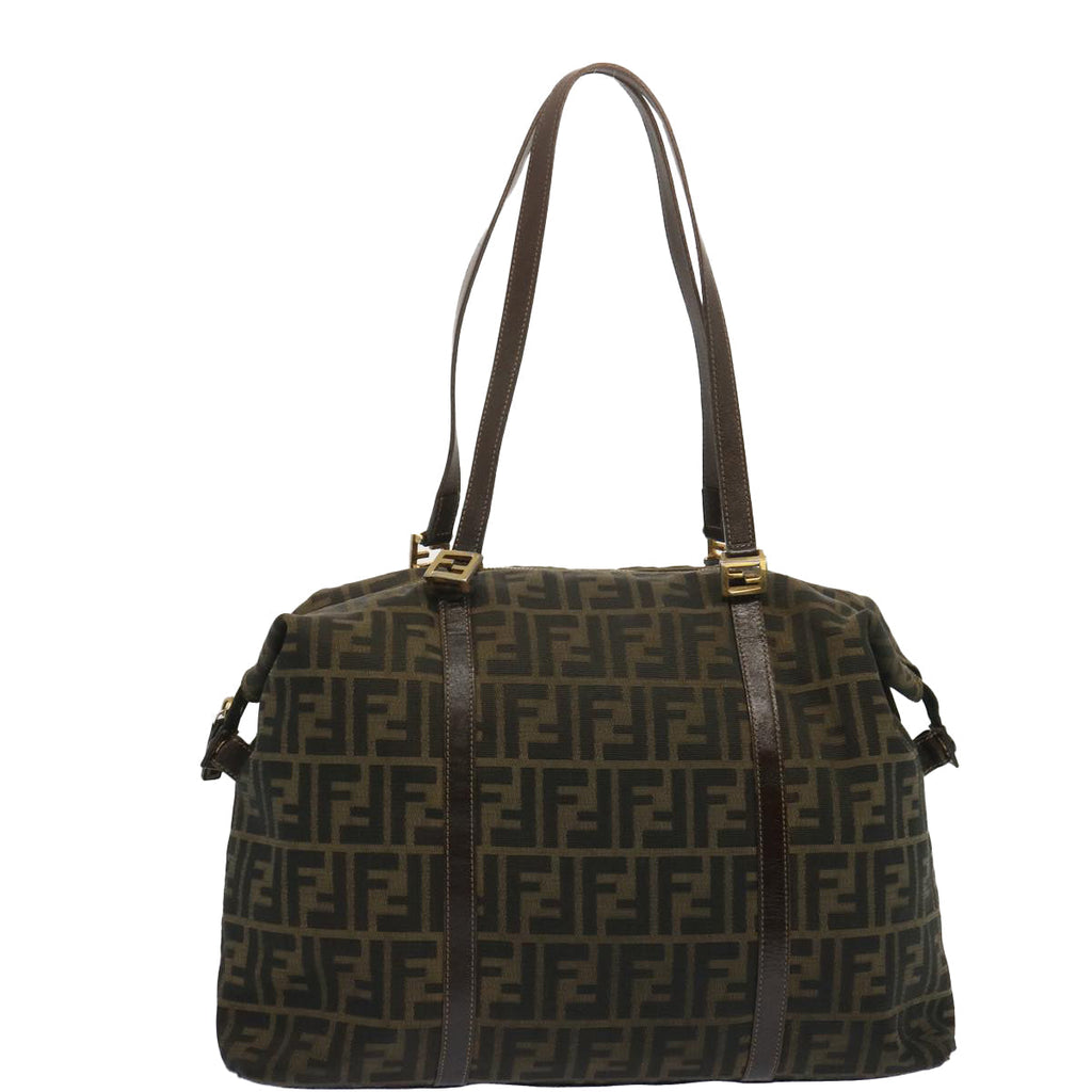 FENDI Zucca Canvas Tote Bag Black Brownbs12373