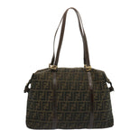 FENDI Zucca Canvas Tote Bag Black Brownbs12373