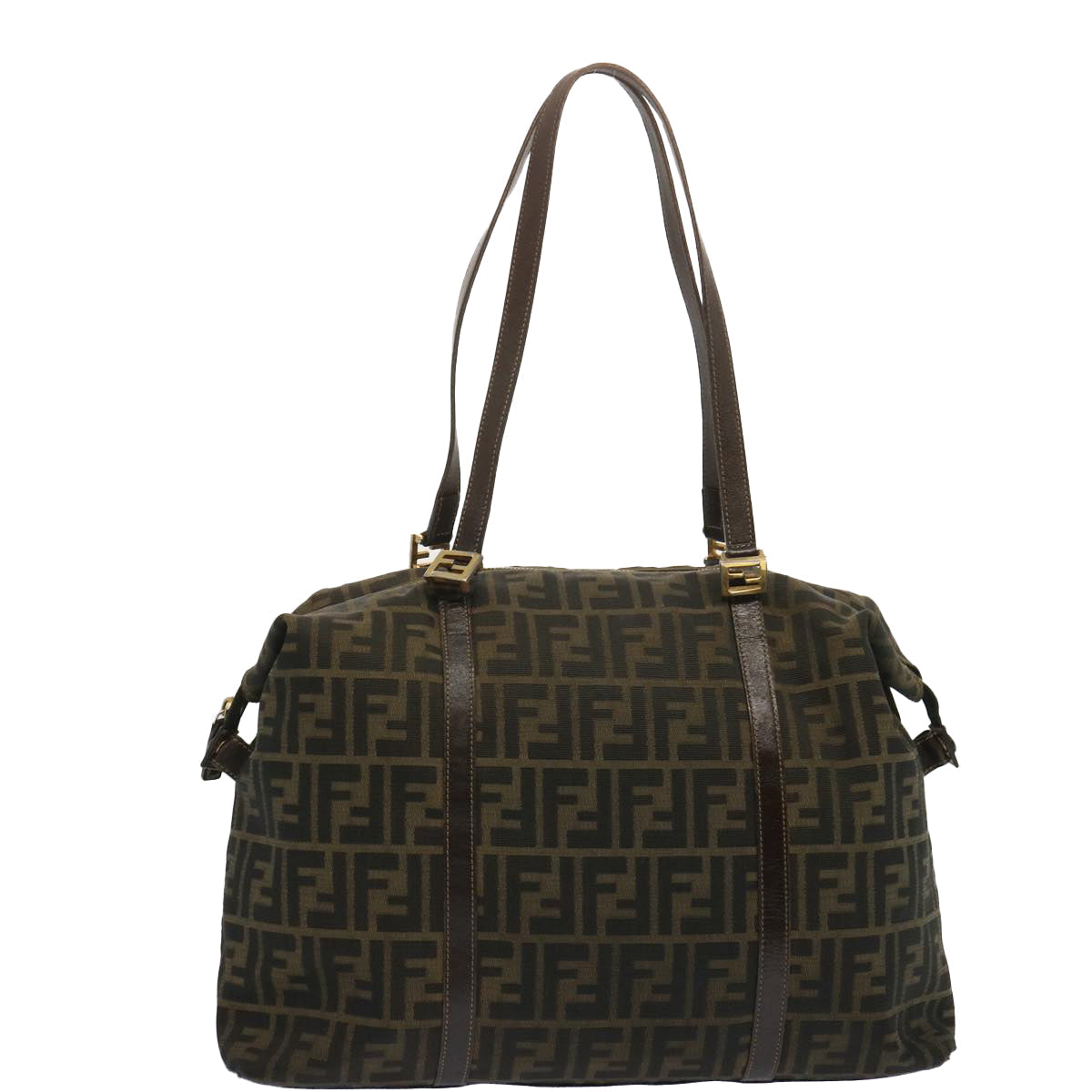 FENDI Zucca Canvas Tote Bag Black Brownbs12373