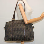 FENDI Zucca Canvas Tote Bag Black Brownbs12373