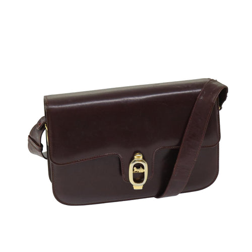CELINE Shoulder Bag Leather Red  12455