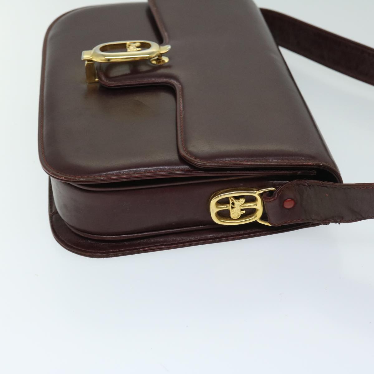 CELINE Shoulder Bag Leather Red  12455