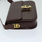 CELINE Shoulder Bag Leather Red  12455