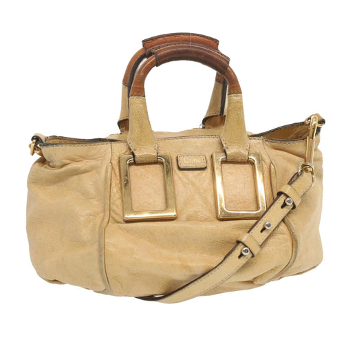 Chloe Etel Shoulder Bag Leather 2way Beige 02 10 50 bs12473