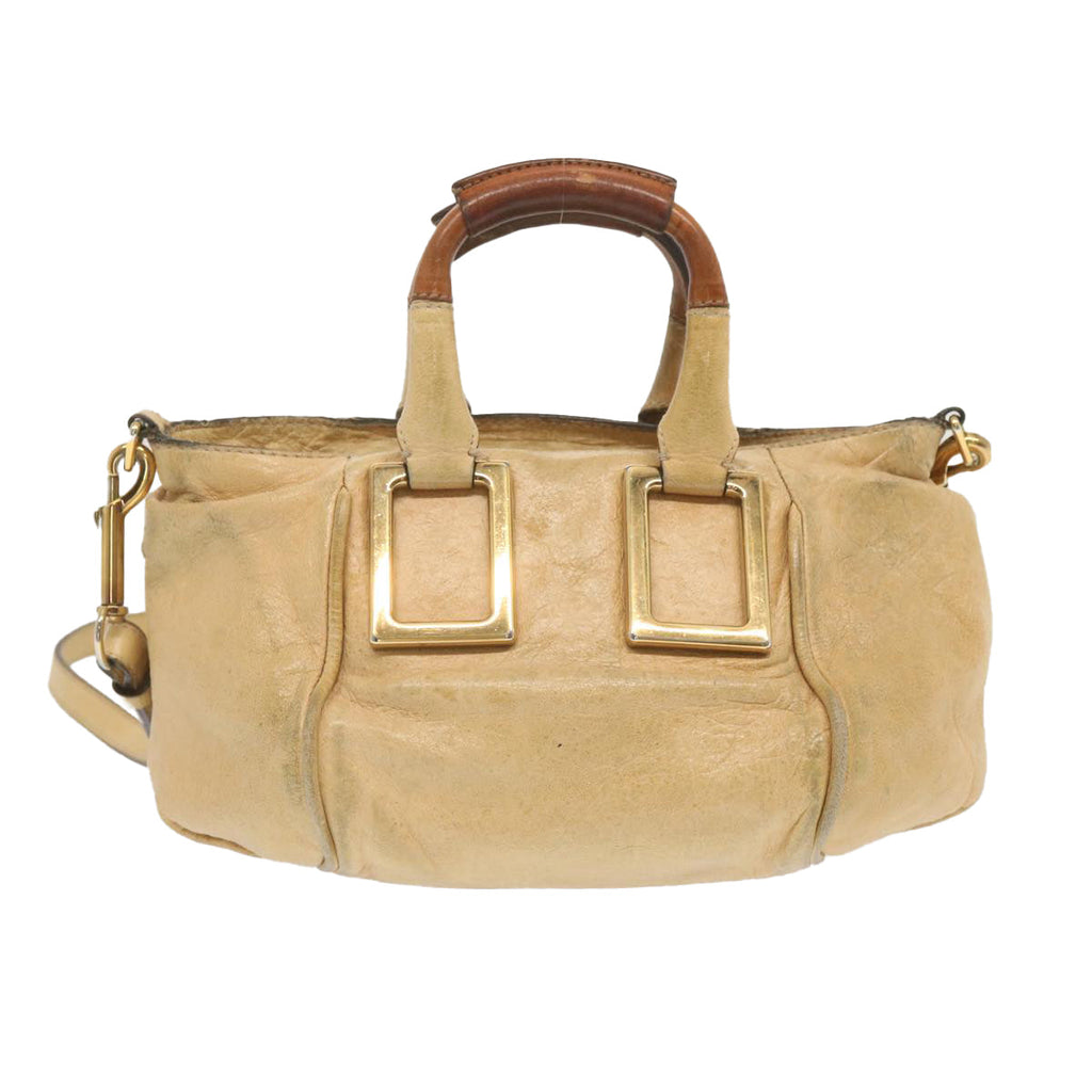 Chloe Etel Shoulder Bag Leather 2way Beige 02 10 50 bs12473