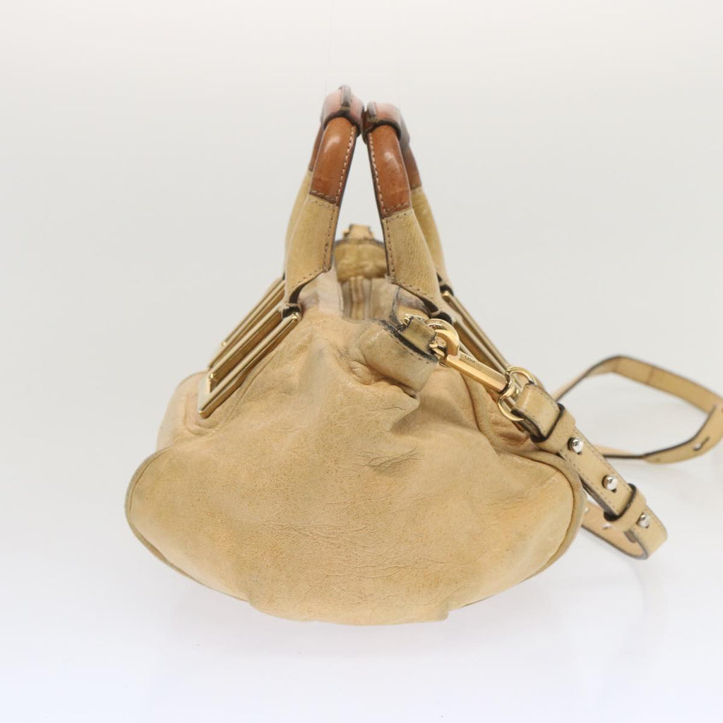Chloe Etel Shoulder Bag Leather 2way Beige 02 10 50 bs12473