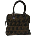FENDI Zucca Canvas Hand Bag Black Brownbs12482