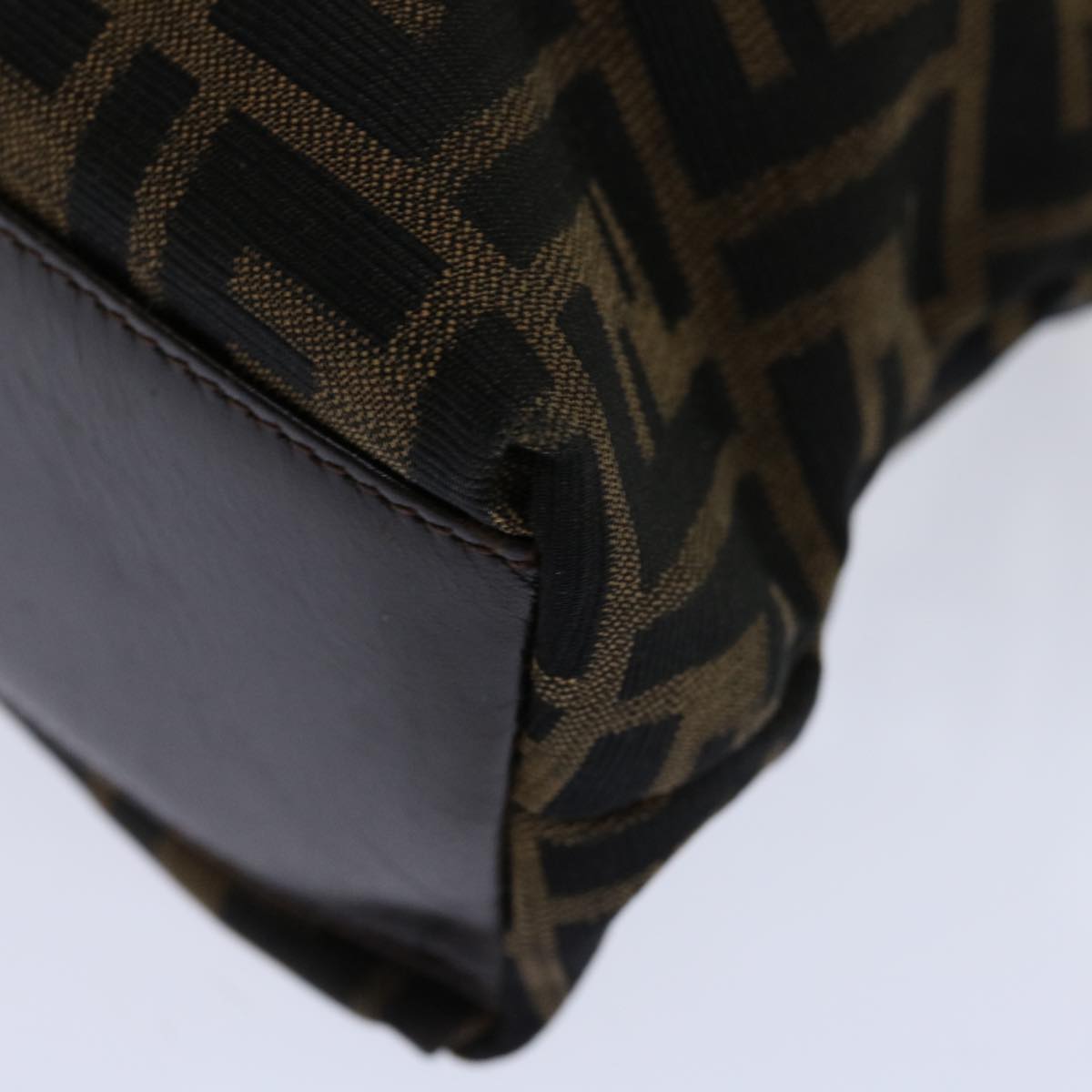 FENDI Zucca Canvas Hand Bag Black Brownbs12482