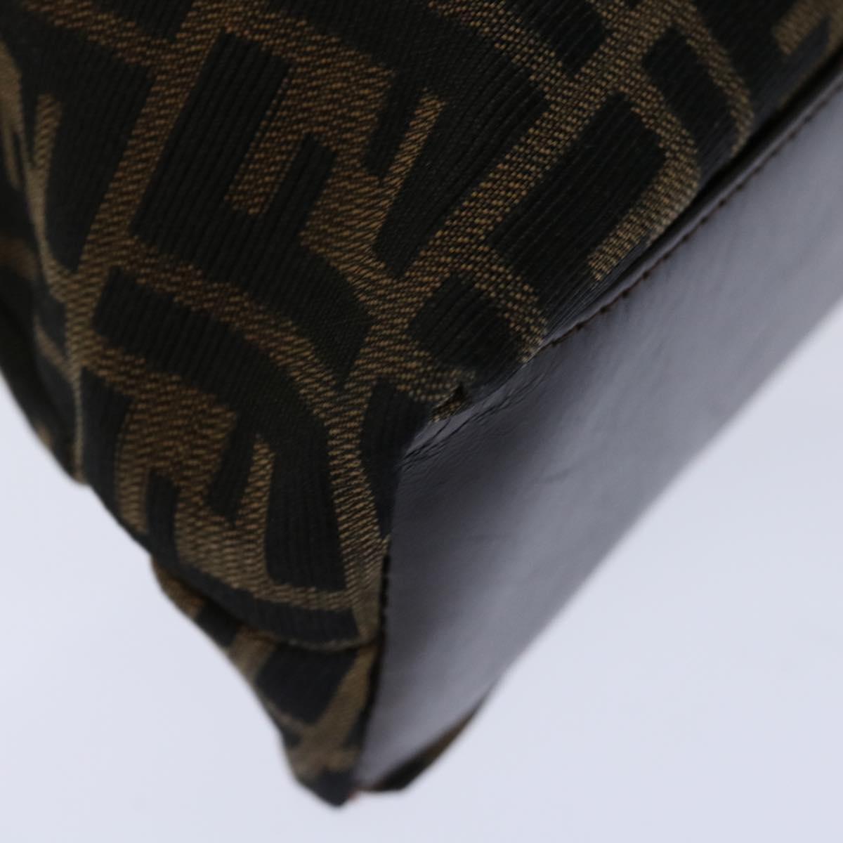 FENDI Zucca Canvas Hand Bag Black Brownbs12482