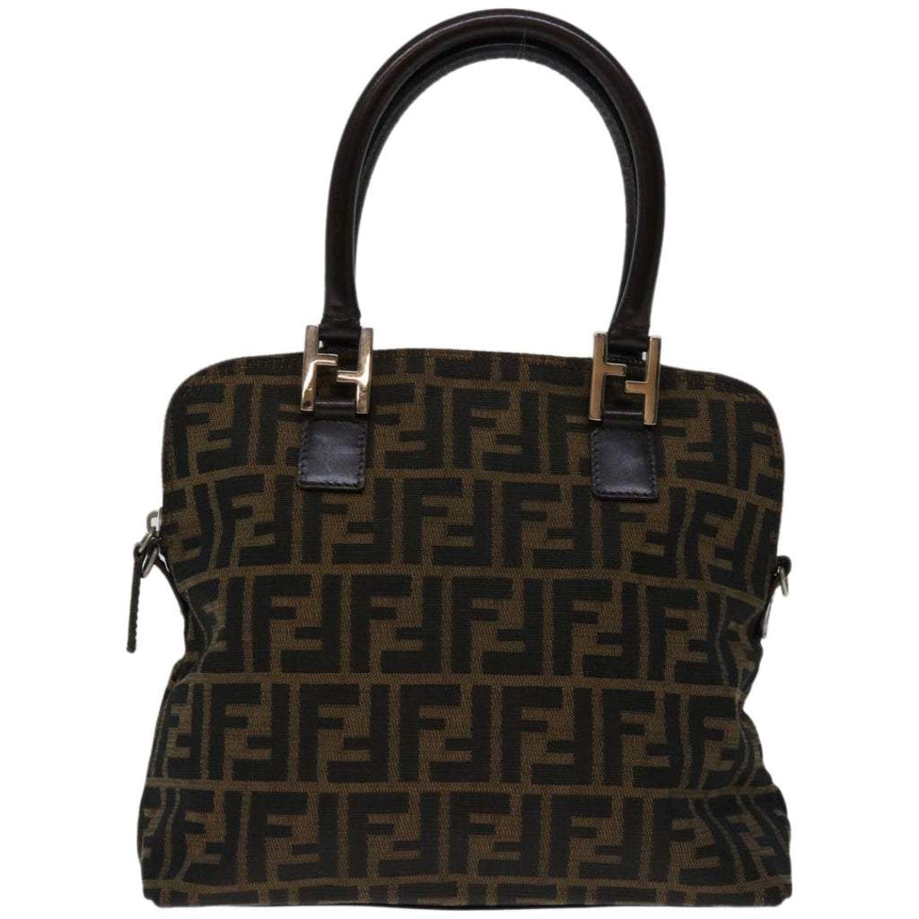 FENDI Zucca Canvas Hand Bag Black Brownbs12482