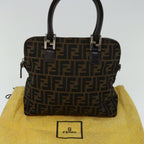 FENDI Zucca Canvas Hand Bag Black Brownbs12482