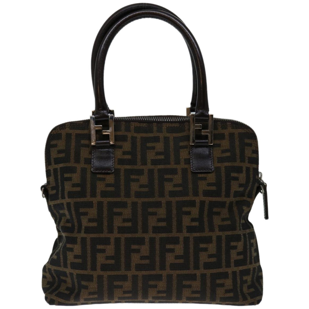 FENDI Zucca Canvas Hand Bag Black Brownbs12482