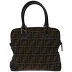 FENDI Zucca Canvas Hand Bag Black Brownbs12482