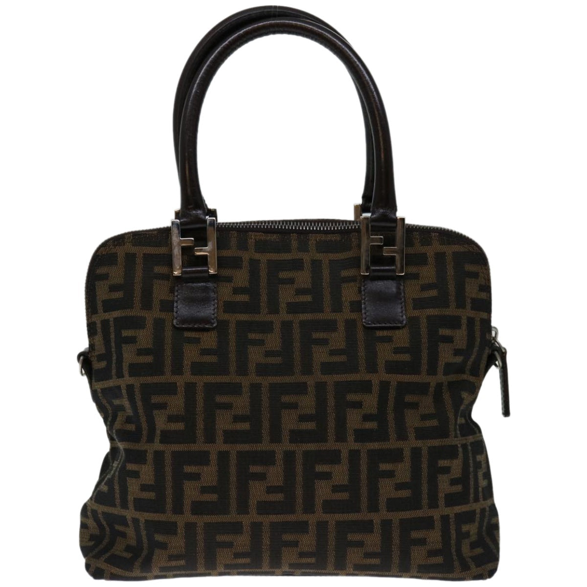 FENDI Zucca Canvas Hand Bag Black Brownbs12482