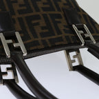 FENDI Zucca Canvas Hand Bag Black Brownbs12482