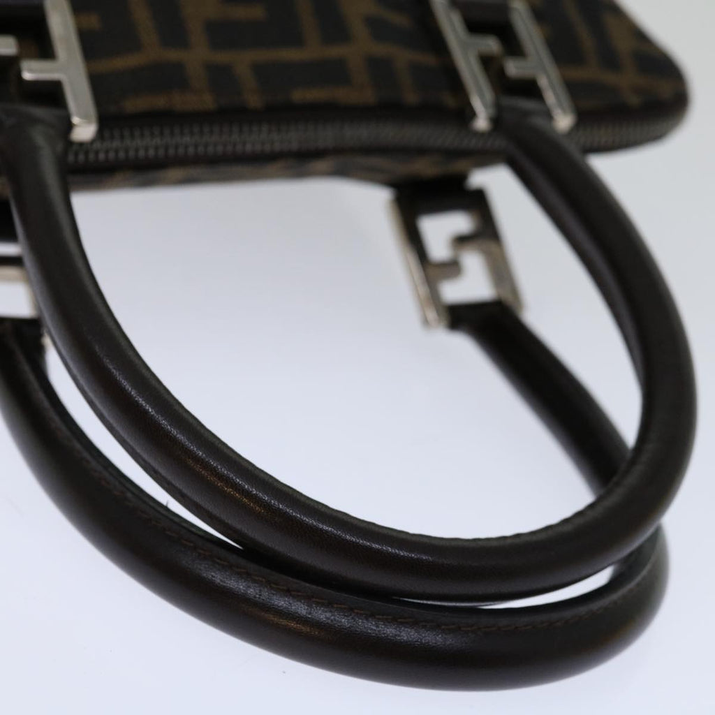 FENDI Zucca Canvas Hand Bag Black Brownbs12482