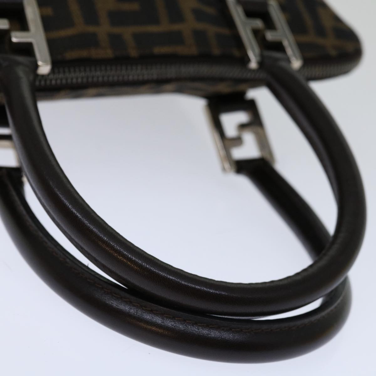 FENDI Zucca Canvas Hand Bag Black Brownbs12482