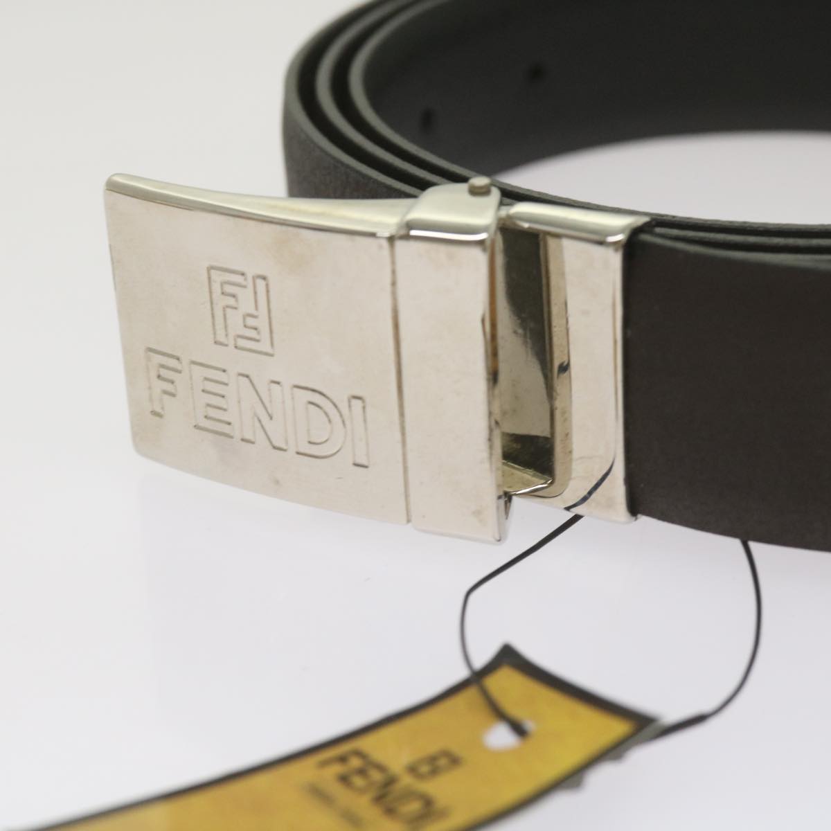 FENDI Belt Leather 48.8"" Brownbs12494
