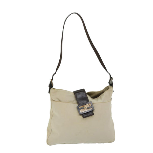FENDI Mamma Baguette Shoulder Bag Canvas Beigebs12544
