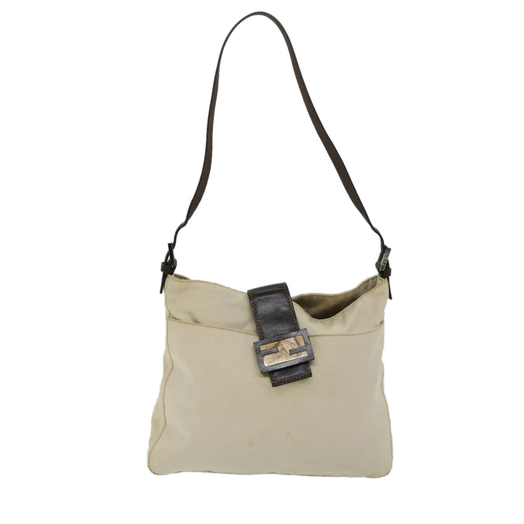 FENDI Mamma Baguette Shoulder Bag Canvas Beigebs12544