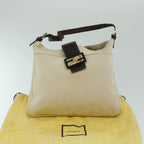 FENDI Mamma Baguette Shoulder Bag Canvas Beigebs12544