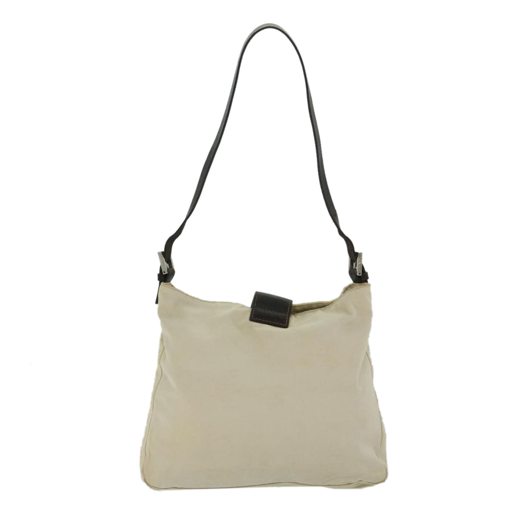 FENDI Mamma Baguette Shoulder Bag Canvas Beigebs12544