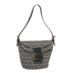 FENDI Zucchino Canvas Mamma Baguette Shoulder Bag Navybs12563