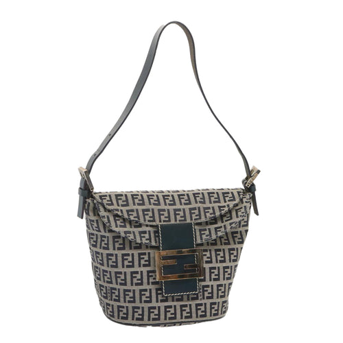 FENDI Zucchino Canvas Mamma Baguette Shoulder Bag Navybs12563