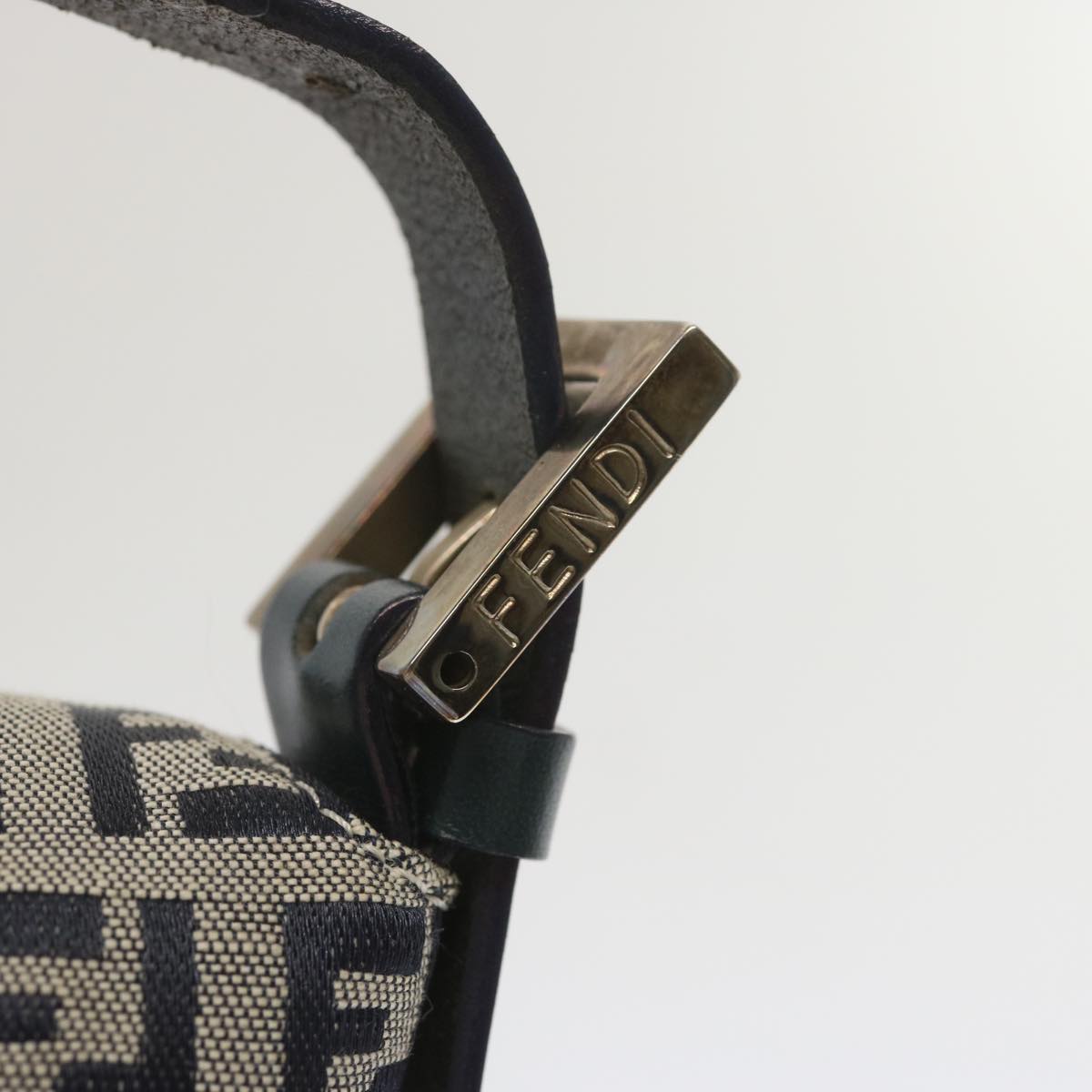 FENDI Zucchino Canvas Mamma Baguette Shoulder Bag Navybs12563
