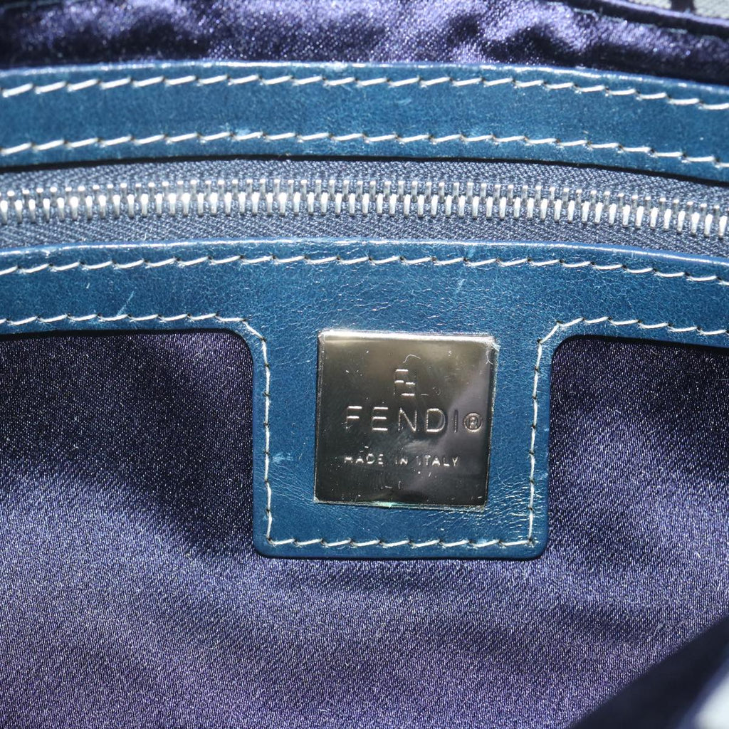 FENDI Zucchino Canvas Mamma Baguette Shoulder Bag Navybs12563
